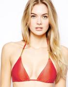 Vix Solid Red Long Triangle Detail Bikini Top