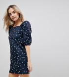 Asos Petite Square Neck Polka Dot Mini Dress - Multi