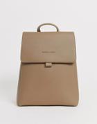 Claudia Canova Flap Over Backpack In Taupe-beige