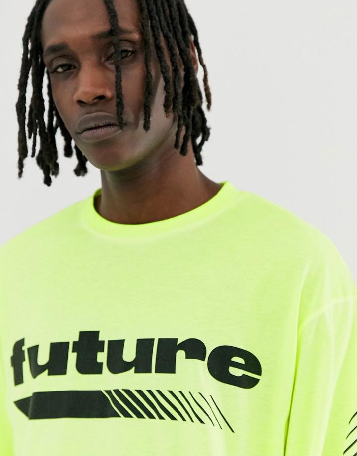 Crl By Corella Long Sleeve T-shirt With Print In Neon Yellow