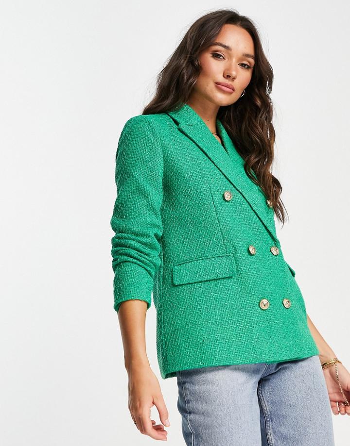 Vero Moda Double Breasted Boucle Blazer In Green