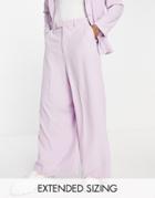 Asos Design Extreme Wide Leg Suit Pants In Lilac Crepe-purple