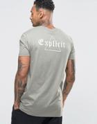 Asos Longline T-shirt With Explicit Back Print In Gray - Gray
