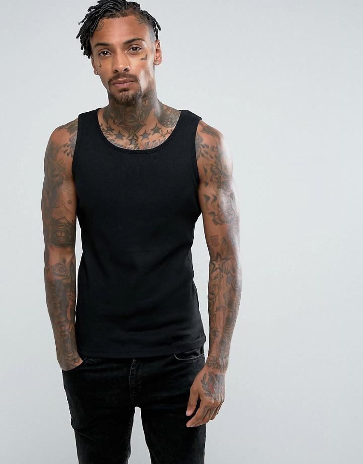 Brave Soul Ribbed Tank - Black