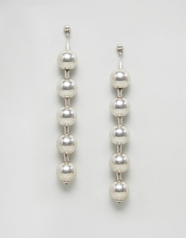 Asos Burnished Ball Drop Earrings - Silver