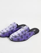 Asos Design Mule Loafer In Lilac Jacquard Monogram-purple