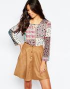 Vero Moda Patchwork Bell Sleeve Top - Snow White