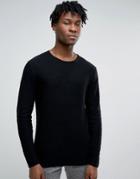 Only & Sons Sweater With Curved Hem Fine Gauge - Black