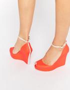 Melissa Patchuli Peep Toe Wedge Shoes - Orange