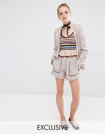 Sister Jane Mod Squad Tweed Shorts Co-ord - Pink