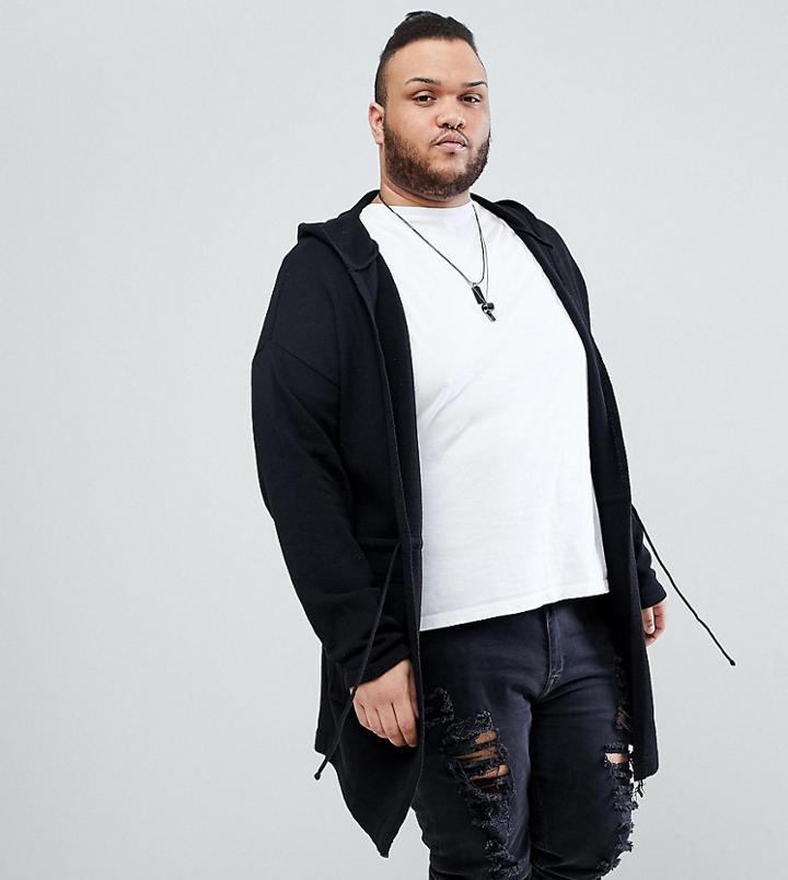Asos Plus Knitted Parka With Patch Pockets - Black