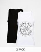 Asos Vest In Plain And Print 2 Pack Save 15% - Monochrome