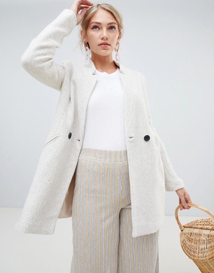 Stradivarius Button Front Jacket Single Lapel - Beige