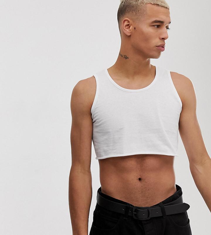 Reclaimed Vintage Cropped Tank In White - White