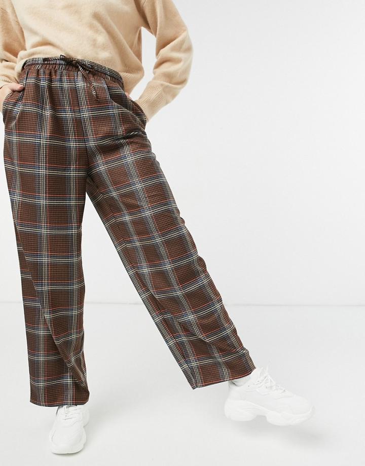 Asos Desin Oversized Dad Trackpant In Bold Check-multi