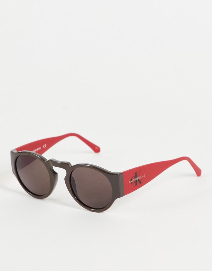 Calvin Klein Jeans Burgundy Round Sunglasses-purple