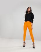 Asos Rivington High Waisted Jeggings In Orange Vinyl - Orange