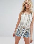 Brave Soul Levi Tie Dye Tassle Tank - Green