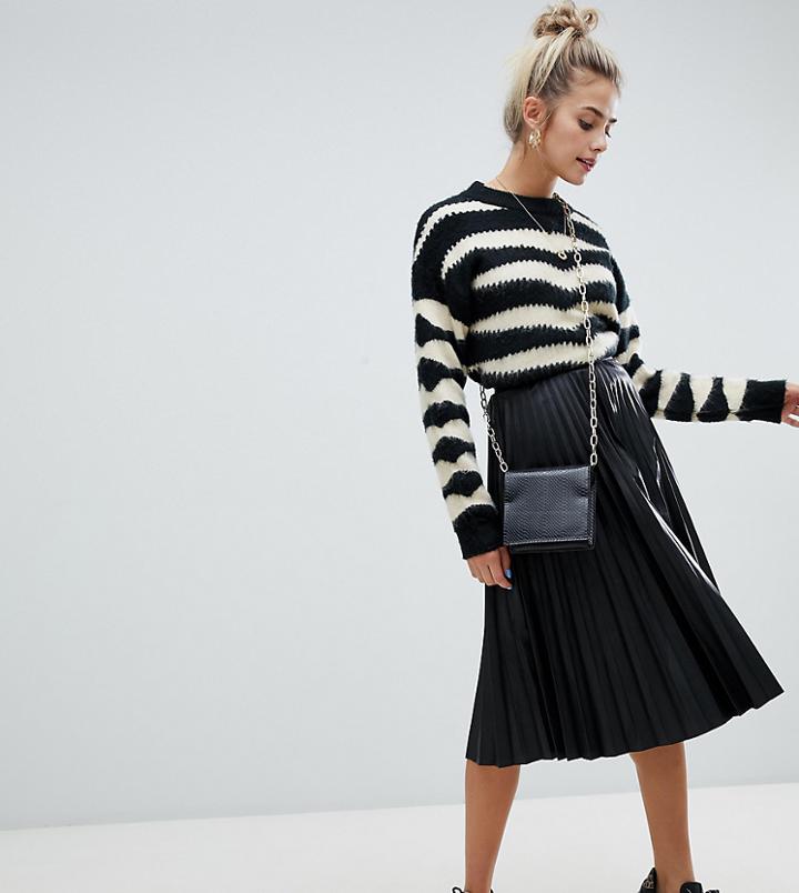 Bershka Pleated Faux Leather Skirt