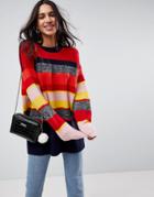 Asos Oversized Sweater In Stripe - Multi