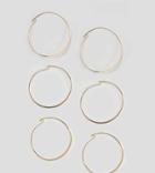 Asos Design Pack Of 3 Fine Flat Hoop Earrings - Gold