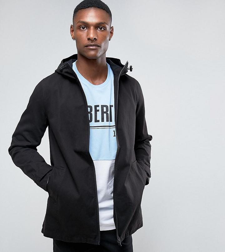 Asos Design Tall Festival Lightweight Parka Jacket In Black - Black