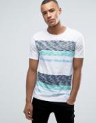 Esprit Crew Neck T-shirt In Reverse Slub Stripe - White