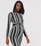 Blume Maternity Exclusive Twist Front Stretch Midi Dress In Black And White Stripe