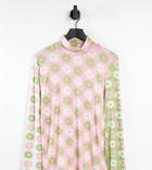 Neon Rose Plus High Neck Top In Mix Retro Floral-multi