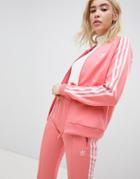 Adidas Originals Three Stripe Track Jacket In Pink - Pink