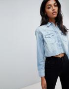 Allsaints Denim Shirt With Freyed Edges - Blue