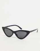Monki Valentina Pointed Cat Eye Sunglasses In Black