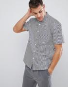 Asos Design Oversized Boxy Stripe Shirt - Blue