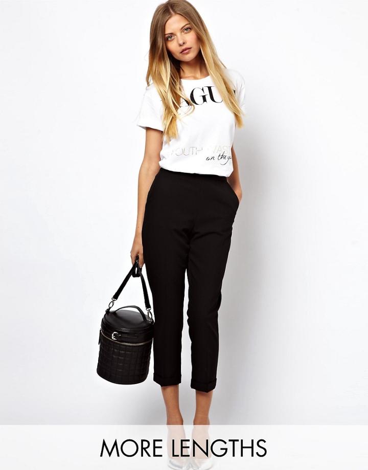 Asos Crop Pants With Clean Waistband - Black