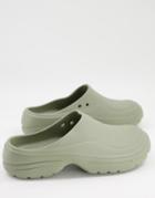 Asos Design Manta Clog Slides In Khaki-green