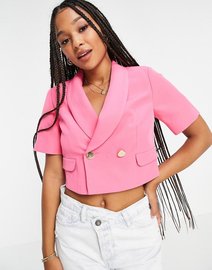 Miss Selfridge Tailored Cropped Blazer In Hot Pink