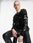 Asos Design Knitted Sweater With All Over Sequins In Black