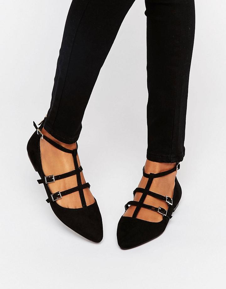 Oasis Lucy Triple Buckle Ballerina - Black