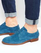 Asos Derby Shoes In Relaxed Blue Suede - Blue