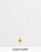 Mirabelle Amber Necklace On A Long 85cm Gold Plated Chain - Gold