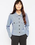 Asos Casual Chambray Button Detail Shirt - Blue