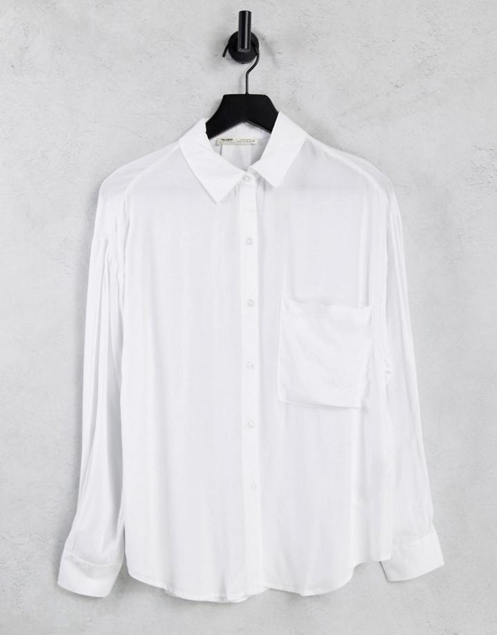 Pull & Bear Join Life Oversized Shirt In White
