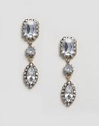Designb Vintage Style Gem Drop Earrings - Silver