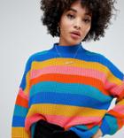 Missguided High Neck Sweater In Rainbow Stripe - Multi