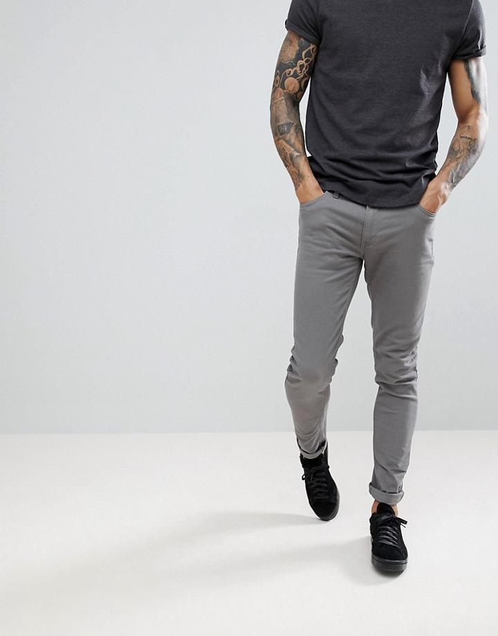 Farah Drake Twill Slim Fit Pants In Mid Gray