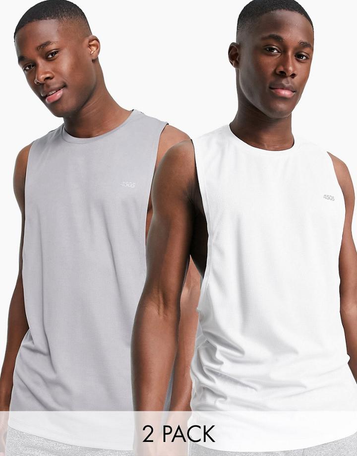 Asos 4505 Icon Training Sleeveless T-shirt Dropped Armhole And Quick Dry 2 Pack-multi