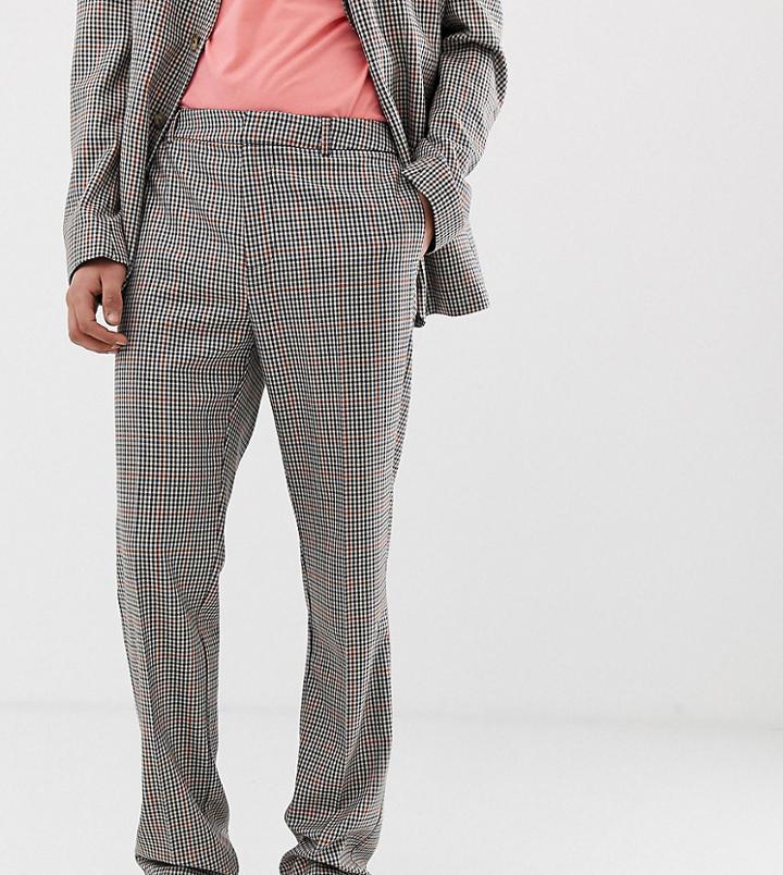 Collusion Tall Suit Pants In Brown Check - Brown