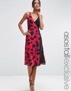 Asos Tall Leopard Print Mix Wrap Midi Dress - Multi