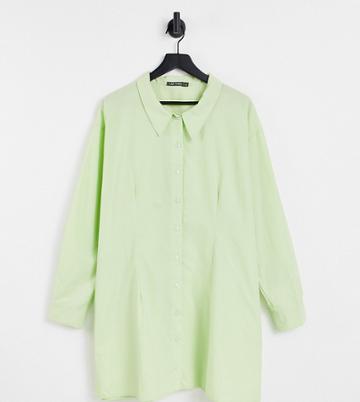 I Saw It First Plus Shirt Dress In Lime-green