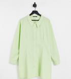 I Saw It First Plus Shirt Dress In Lime-green